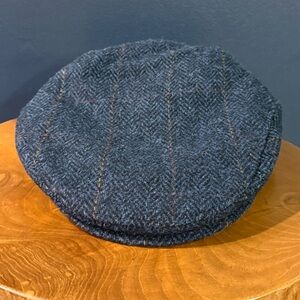 Mucros Weavers Workshop Wool Trinity Tweed Flat Cap "Denim" Size Large